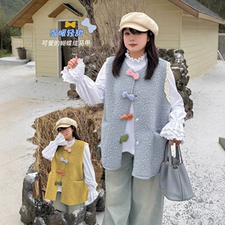 k2957大码休胖MM马甲羊羔毛蝴蝶结马甲日系甜美坎肩背心大码女装