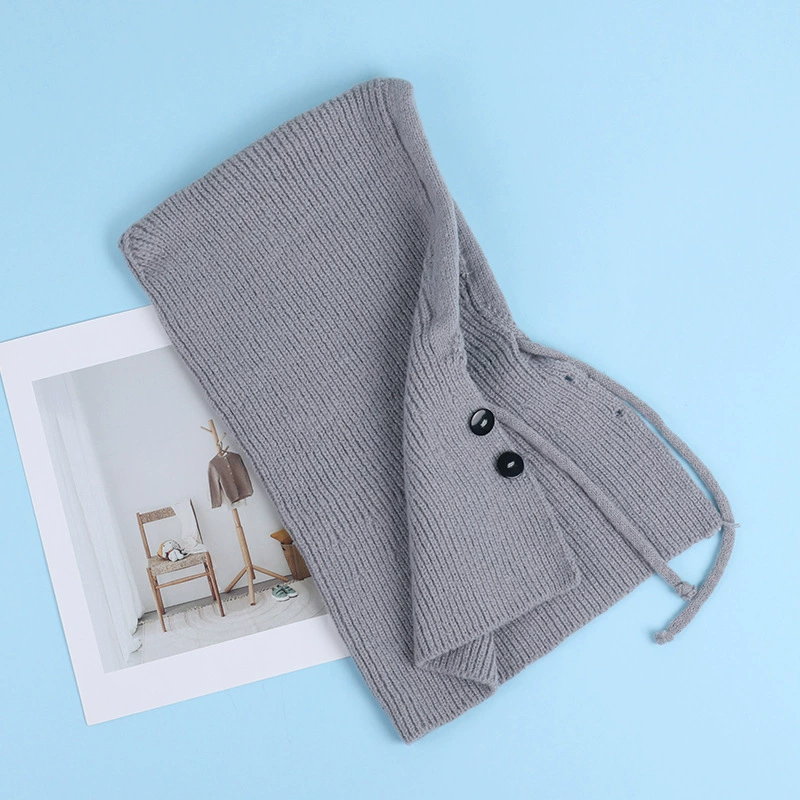 Женская зимняя шерстяная вязаная шапка, шапка и шарф, цельная корейская балаклава с маленькой защитой ушей, демонстрирующая лицо, чтобы сохранить тепло.