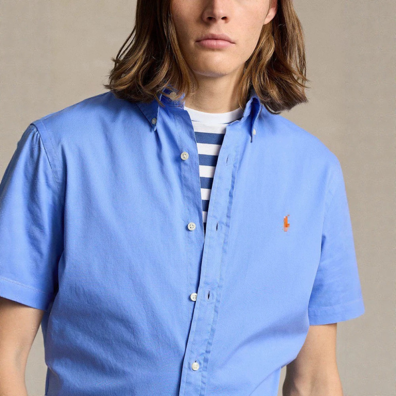 Top-Quality Men's Short-Sleeve Shirt, 100% Solid Color Tencel Cotton, Casual Business Pure Cotton, Large Size, Turn-Down Collar, Button-Up Top