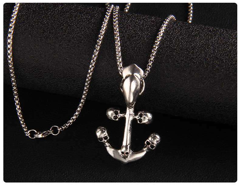Punk Anchor Skull Stainless Steel Alloy Plating Unisex Pendant Necklace 1 Piece display picture 5
