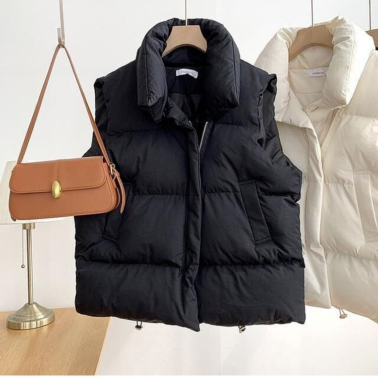 New Short Stand-Up Collar Style down Cotton Vest for Women Spring, Autumn and Winter Korean Style Vest Loose Large Size Clothes Jacket New Short Stand-Up Collar Style down Cotton Vest for Women Spring, Autumn and Winter Korean Style Vest Loose Large Size Clothes Jacket