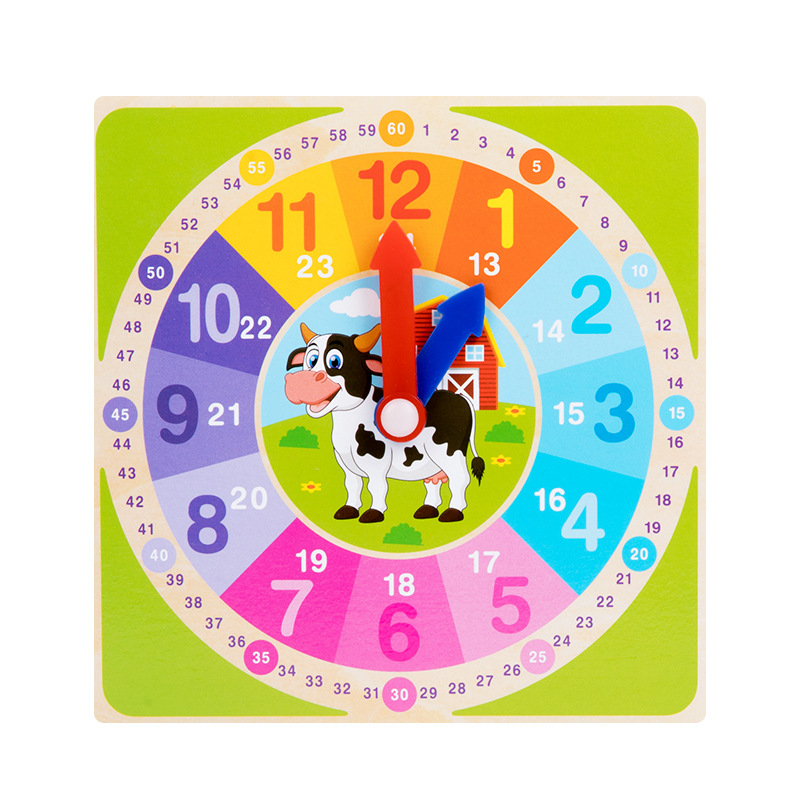 Reloj digital de madera para niños, ayudas didácticas, formas geométricas, bloques de construcción, cognición, educación temprana para bebés, juguetes de iluminación intelectual