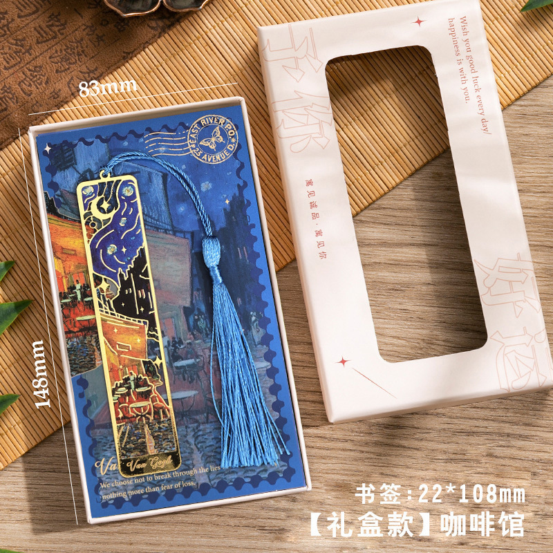 复古油画镂空书签感金属黄铜书签小学生送老师古|undefined