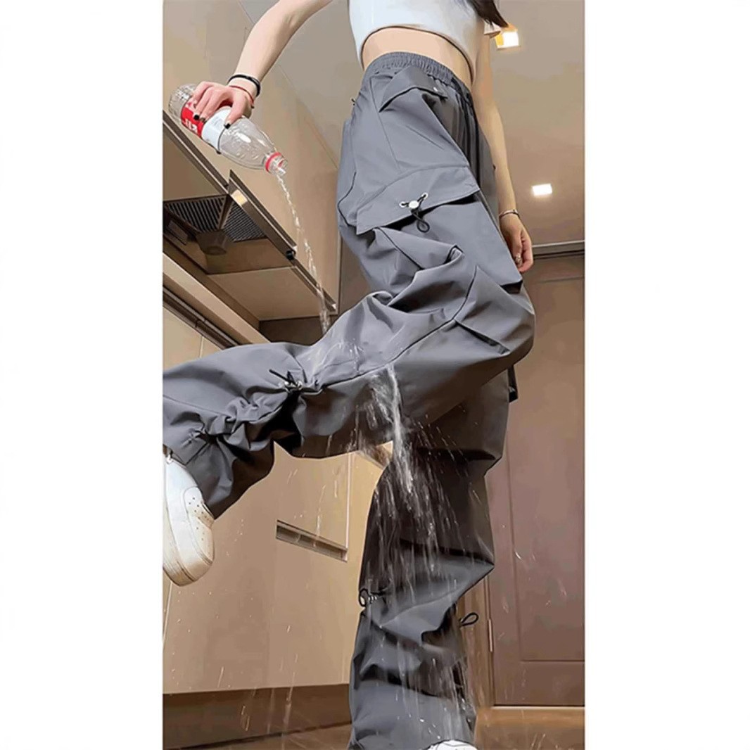 Black overalls women's 2025 new spring and autumn loose windproof waterproof mountaineering autumn and winter plus size pants
