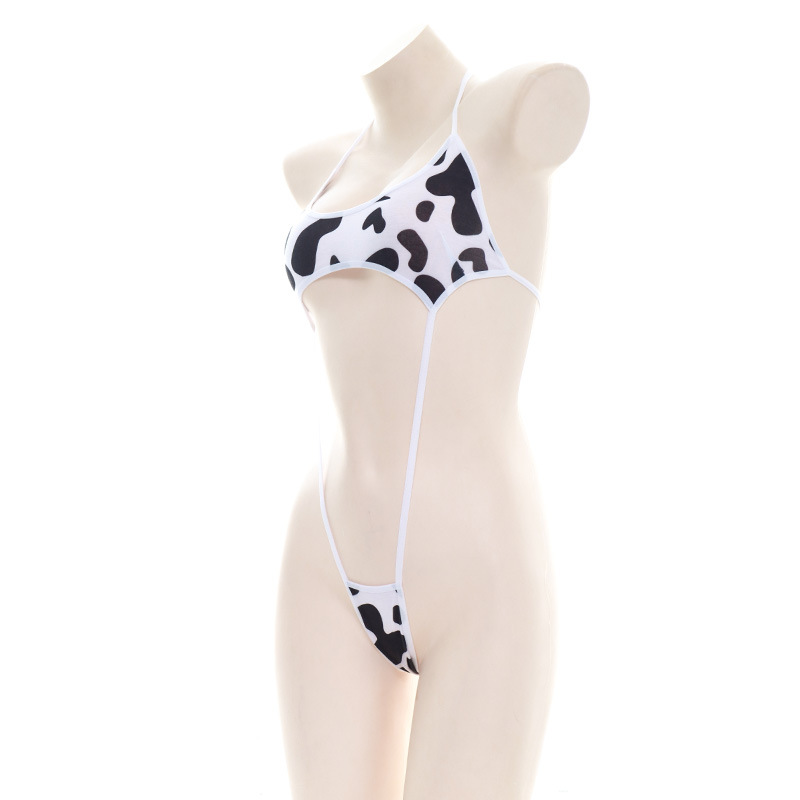 Ropa bidimensional lindo Polka Dot patrón de la vaca sexy encaje traje de baño split bikini traje S0393