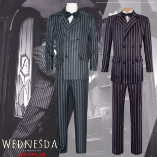 Adam Tear Family Gomez Adam Tear Dad Cos Costume Halloween Stage Performance Costume Spot Retro