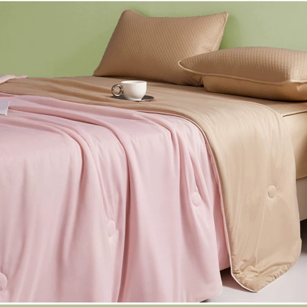 Double color combination - pink camel [Class A mica cool silk is cool at the touch and sleeps naked with peace of mind]