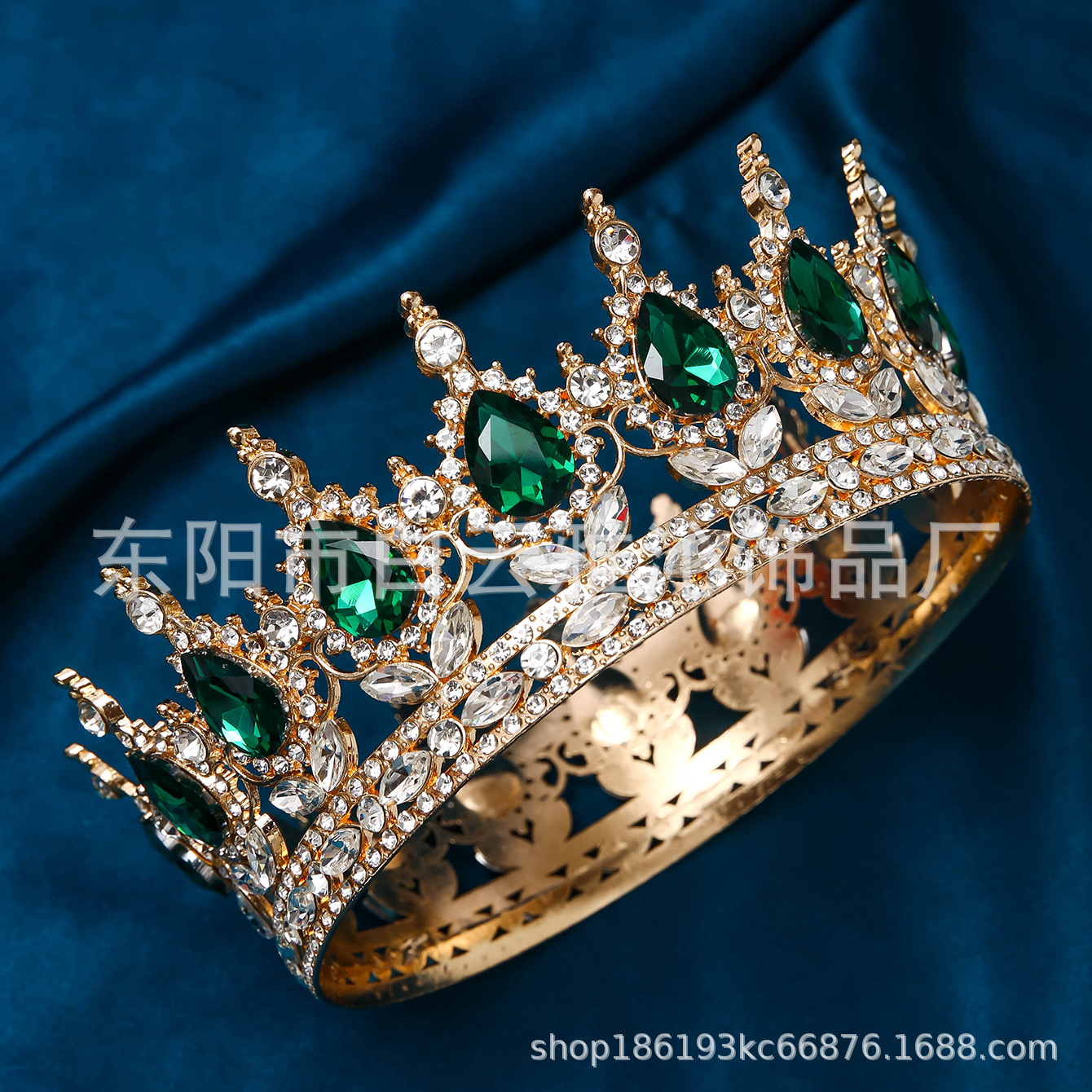 Corona nupcial boda tocado cumpleaños adulto ceremonia rendimiento todo fósforo rhinestone diadema corona redonda de lujo al por mayor