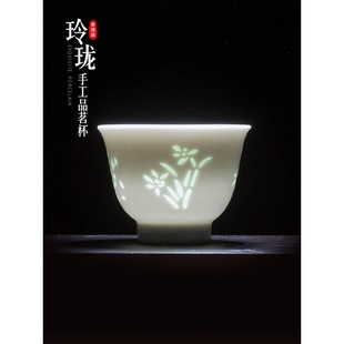 景德镇镂空纯白陶瓷功夫茶杯品茗杯茶盏茶杯中式玲珑瓷主人杯单个-阿里巴巴
