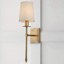 客厅化妆台镜前灯简约美式卧室床头楼梯走廊过道全铜轻奢布罩壁灯