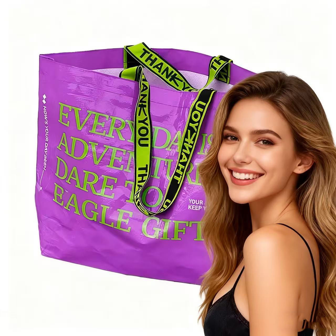 编织袋pp覆膜印刷logo显眼包购物袋蛇皮袋广告展会 宣传