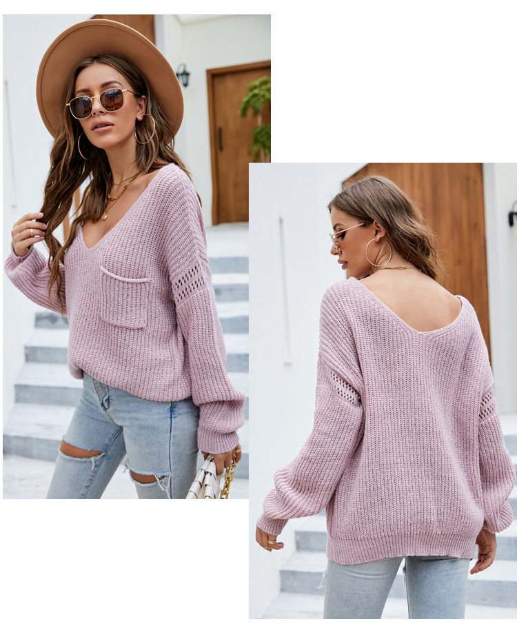 New Autumn And Winter Knitted V-Neck Sweater Wholesale