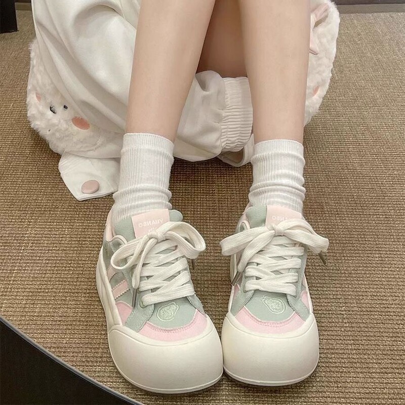 配裙子百搭小众面包鞋女款2025年新款厚底小白鞋女夏季休闲板鞋女|undefined