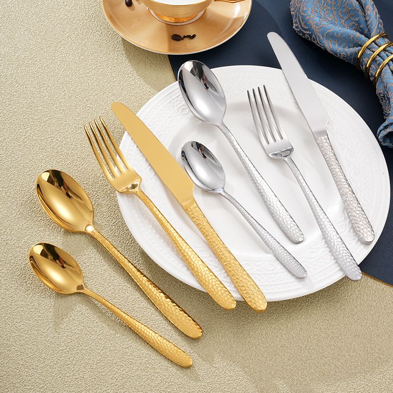 Cubo de agua 410 cubiertos de acero inoxidable set de cuatro piezas cuchillo de filete de hotel cuchara de tenedor cubiertos de restaurante estilo occidental