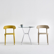北歐牛角塑料椅子靠背凳子餐桌成人膠椅家用塑膠餐椅加厚現代簡約