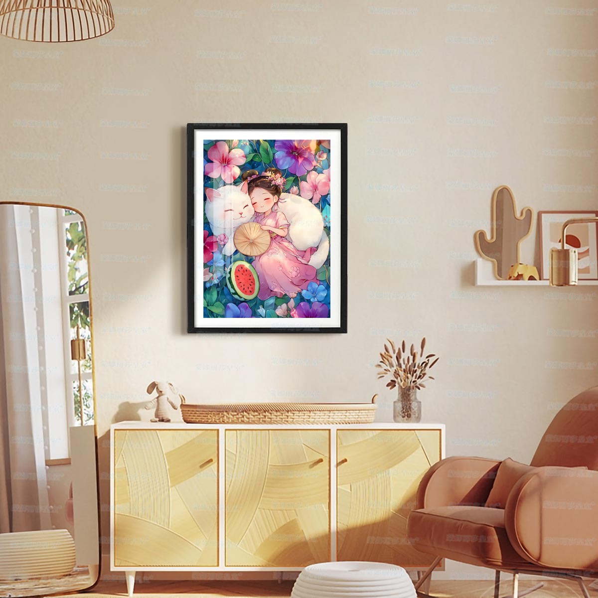 [Tela de algodón importada] Mona Lisa Royal Cross Stitch Summer Girl Flower Room Bordado de hilo hecho a mano image 6