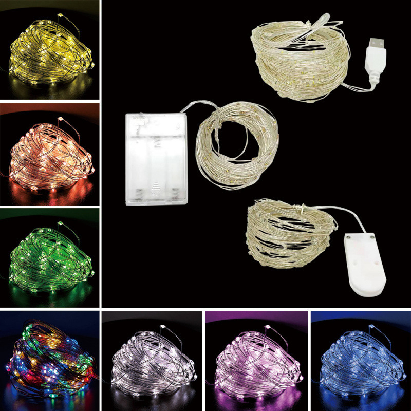 1m/2m/3m/10m Copper Wire Battery Box Garland LED Wedding Dec|ms