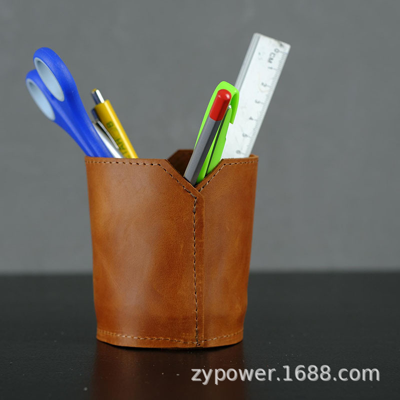Solid Color Fashionable Simple Versatile Leather Pen Holder Office Ruler Scissors Miscellaneous Storage Holder Graduation Gift Solid Color Fashionable Simple Versatile Leather Pen Holder Office Ruler Scissors Miscellaneous Storage Holder Graduation Gift