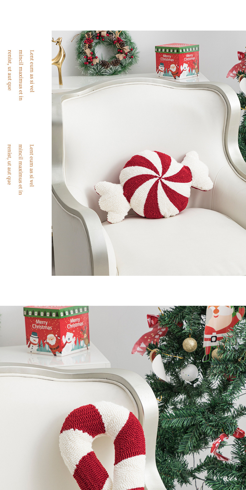 Christmas ins style pillow living room home sofa cushion loop velvet embroidered candy pillowcase_voghion.com