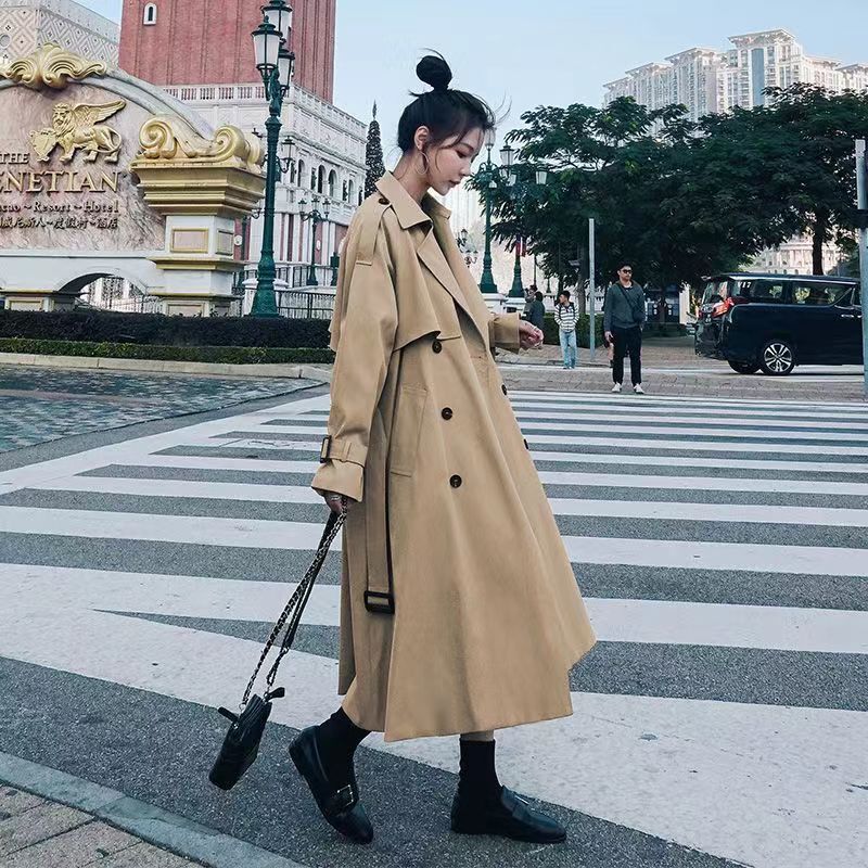 卡其色风衣女2025春秋季新款韩版宽松小个子高端英伦风中长款外套|undefined
