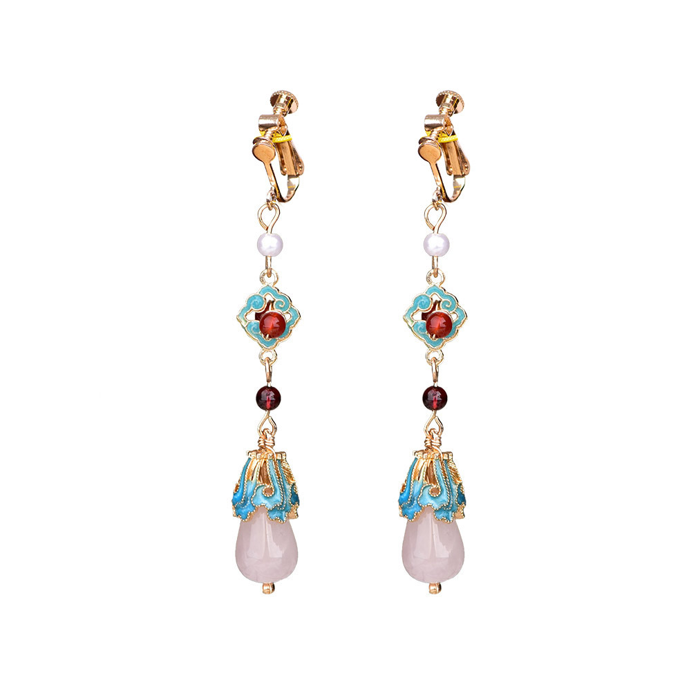 Boucles d'oreilles classiques antiques longues en cloisonné de style palais chinois, accessoires pour Hanfu et Cheongsam, éclairage de niche_voghion.com