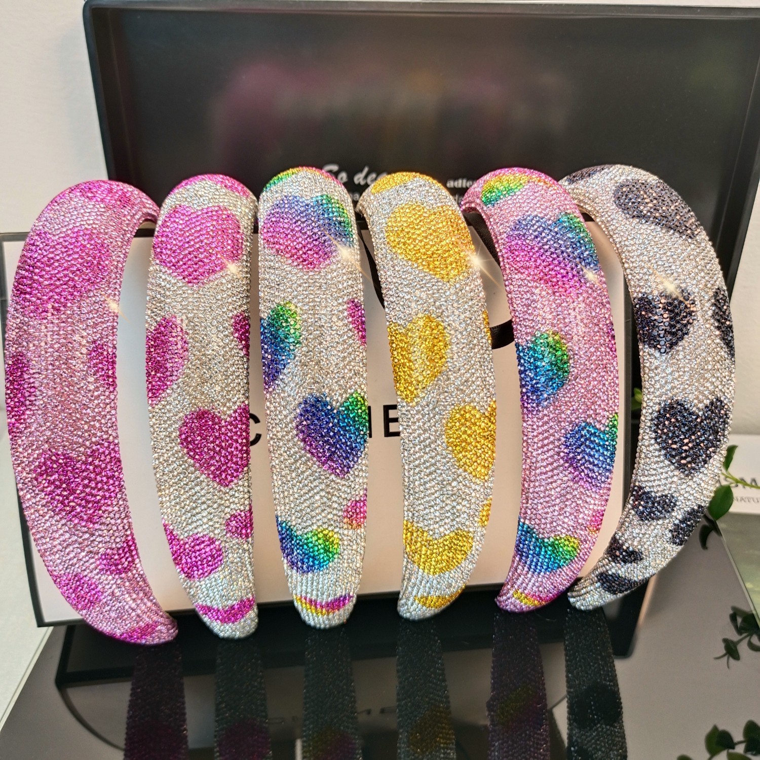 新款跨境海綿高顱頂閃閃彩色水鑽發箍女高檔輕奢高級韓版頭箍髮飾