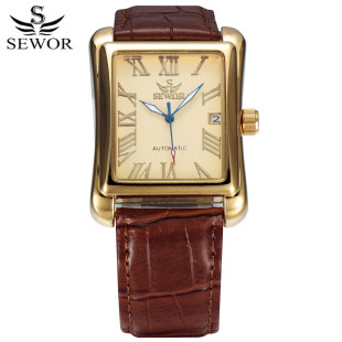 SEWOR siwoqizheng men's automatic mechanical watch square Belt Men's Watch calendar watch one-piece delivery