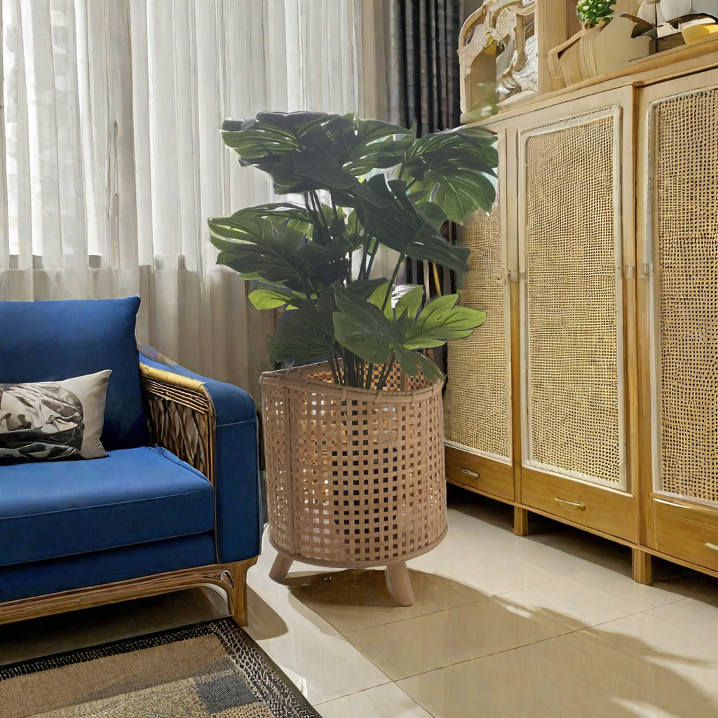 Soporte para Maceta de Ratán Hecho a Mano para Plantas de Interior