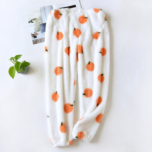 Bear Fleece Postpartum Pants Autumn/Winter Thick Fleece Short Hair Pants Breastfeeding Pajamas Maternity Pajamas