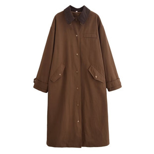 Cross-Border 2024 Cross-Border Women's Clothing Autum European and American Style Street Fashion Retro Long Lapel Windbreaker Jacket