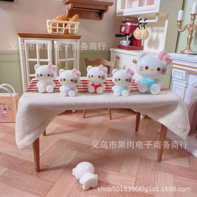 【独】迷你小鼻嘎KT猫坐姿立体公仔树脂配件挂件DIY场景捏捏配饰|undefined