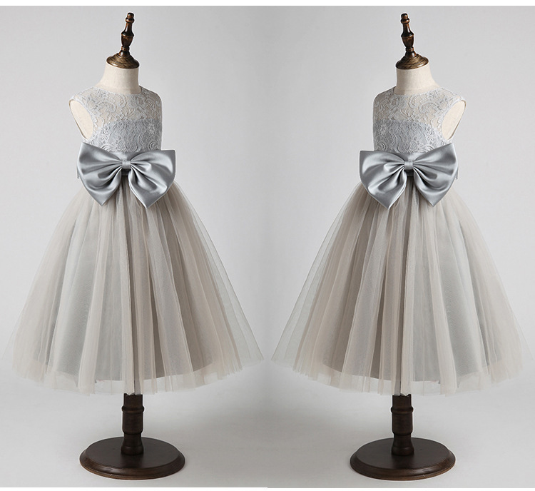 Robe de princesse grise élégante pour filles – Robe de fête intemporelle pour anniversaire, Noël et occasions spéciales (80-160 cm)_voghion.com