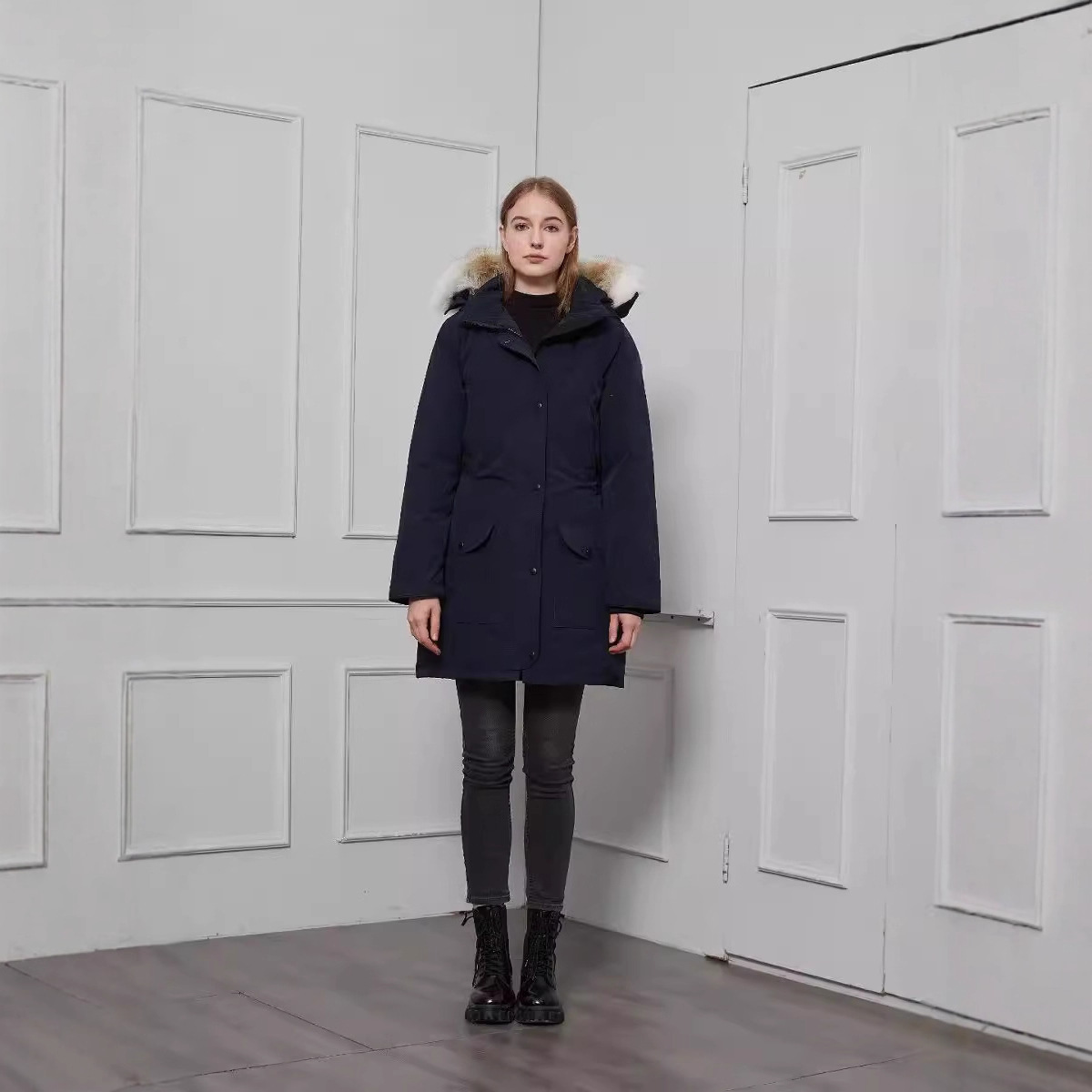 07 Big Goose down Jacket Trlilium Canadian Women's Winter Warm Thickened Jacket Parka Mid-Length