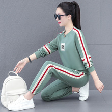 高含棉撞色时尚休闲运动套装女春秋洋气圆领卫衣卫裤广场舞两件套
