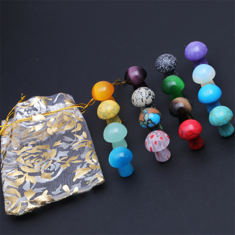 Cristal de ágata piedra semipreciosa Mini seta decoración maceta pecera DIY joyería decorativa seta transfronteriza