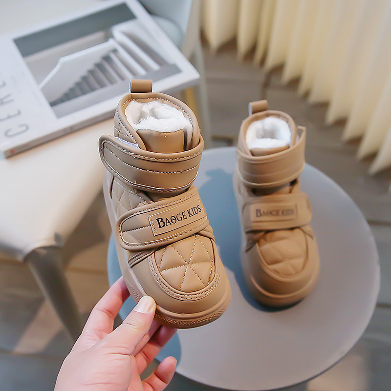 Scarponi da neve per bambini, scarpe in morbido cotone isolante, scarponi invernali medi e grandi per bambini, pane in velcro_voghion.com