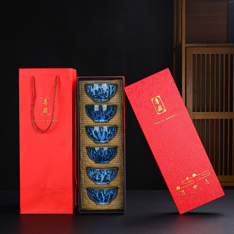 B款—窑变流星杯 (6只墨绿礼盒装)