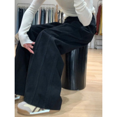 【广州新塘牛仔】慵懒松弛感牛仔裤女宽松显瘦黑色裤高街阔腿裤子