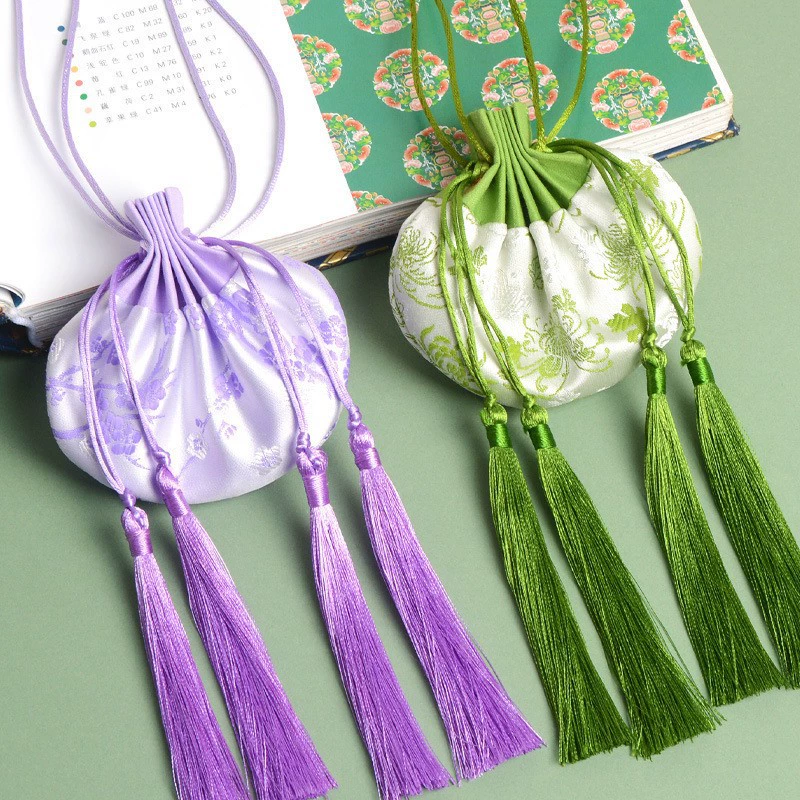 Ретро-саше в дворцовом стиле на фестиваль середины осени с ароматом хризантем и сливового цвета, аксессуар для ханьфу с двойными кисточками, пустой саше в древнем стиле.