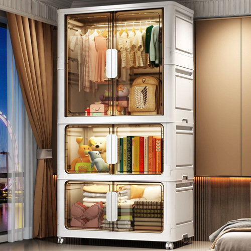 60-80CM wide baby clothes rack, children's home storage cabinet, simple double-door bedroom wardrobe for babies