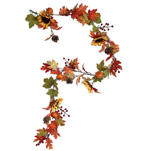 180cm Halloween Maple Leaf Flower Rattan Decoration Berry Pumpkin Harvest Festival Thanksgiving Wrap Party Props