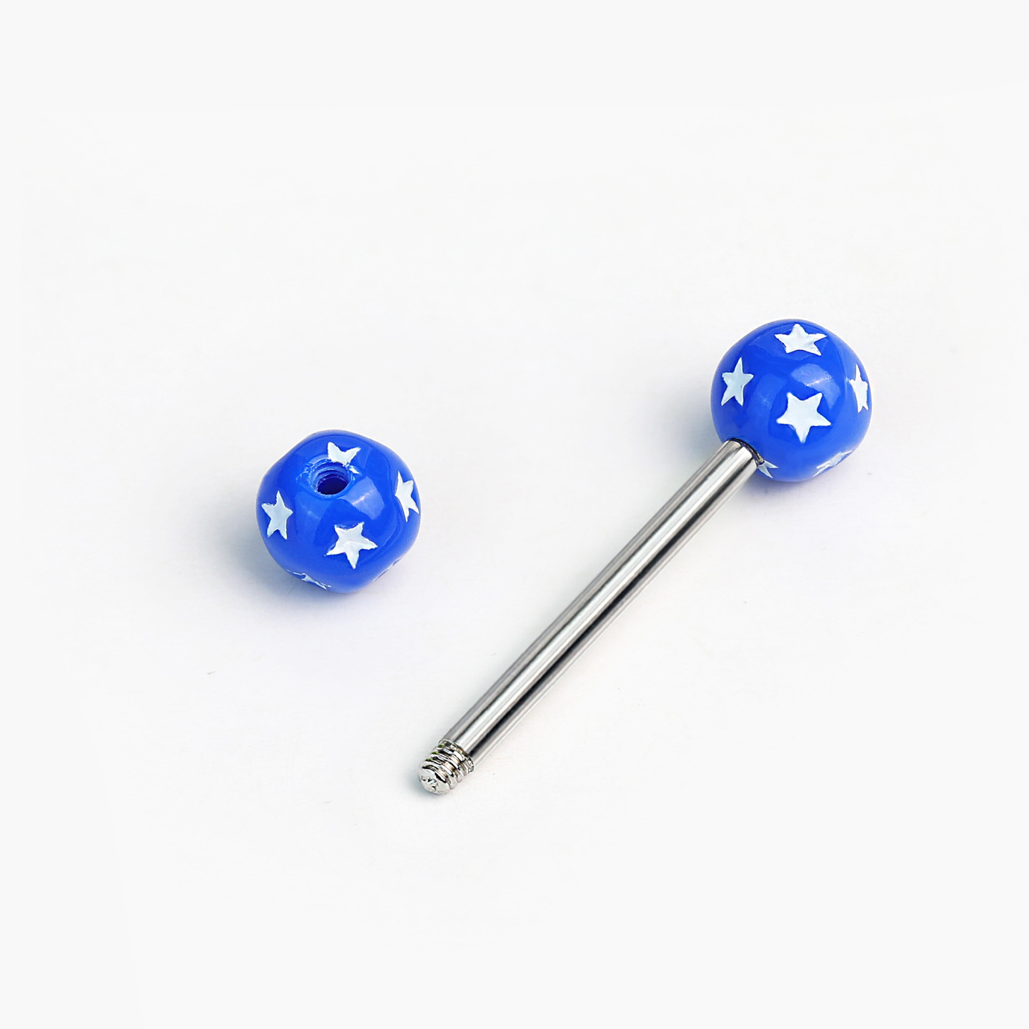 Double-Headed Round Ball Five-Pointed Star Tongue Barbell, 10 Colors Acrylic, European & American Trendy Body Piercing Jewelry, Wholesale detail image 12