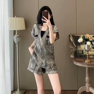 御姐轻熟风休闲时尚套装女2026夏季高级感显瘦短袖上衣短裤两件套