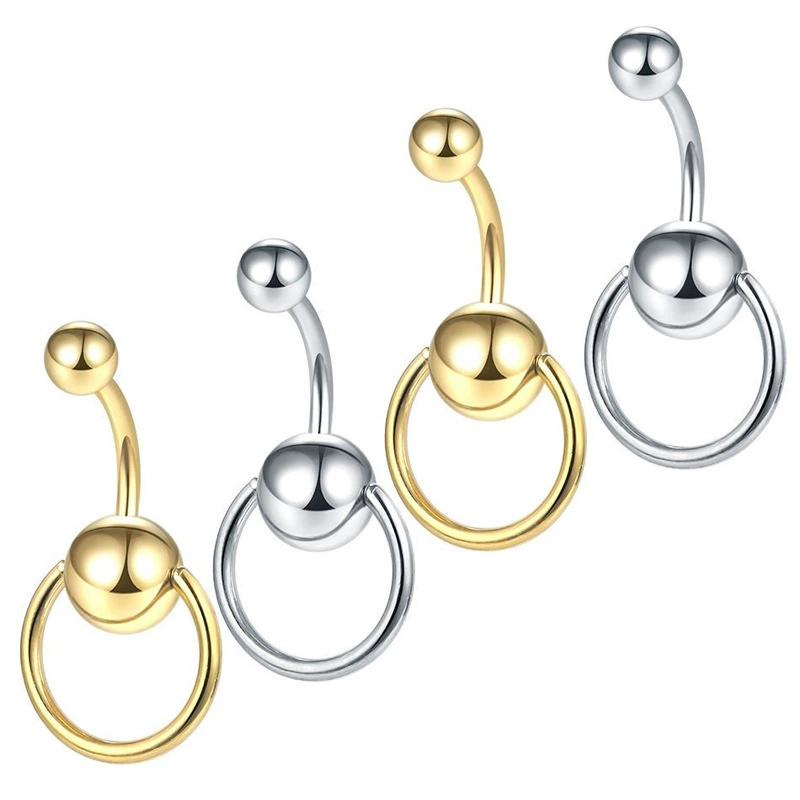 Пирсинг пупка с цирконием