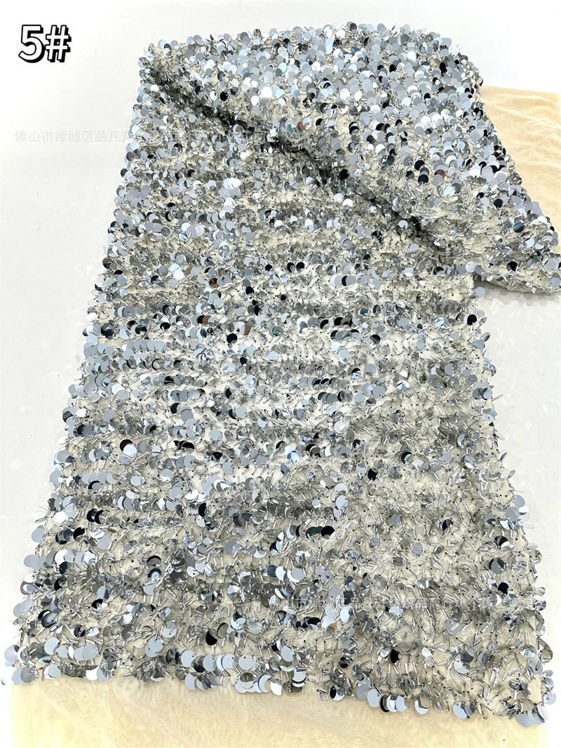 Inventario de malla elástica bordado de sequillas modelo de baile de moda cena vestido de moda tela de ropa