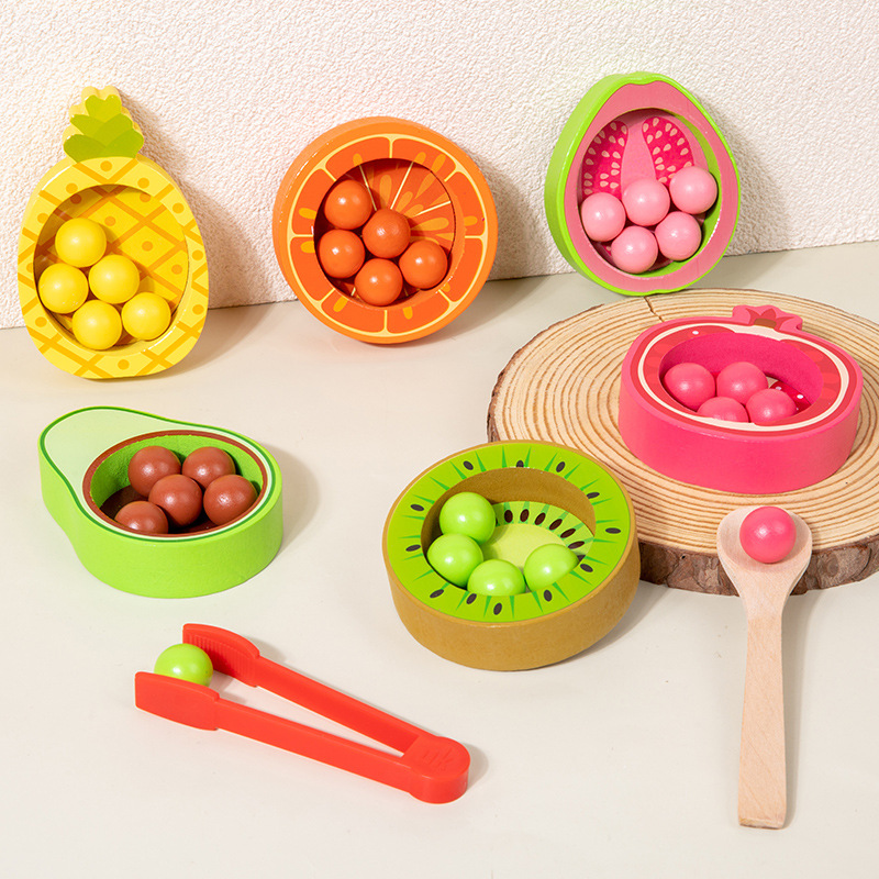 Los niños de madera de la fruta clasificación de color a juego clip cuentas educación temprana ejercicio educativo acción fina color comprensión Juguetes