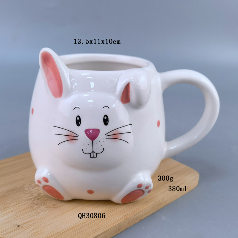 Caricatura encantadora taza de cerámica creativa conejo taza de leche para niños taza de desayuno taza de agua taza de café