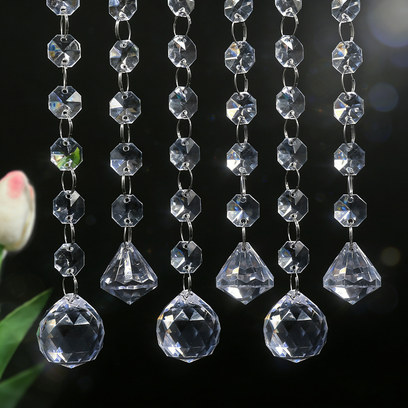 14mm Acrylic Octagonal Beads, Imitation Crystal Curtain Beads, Home Decoration Door Curtain Lighting Pendant, DIY Bead Curtain