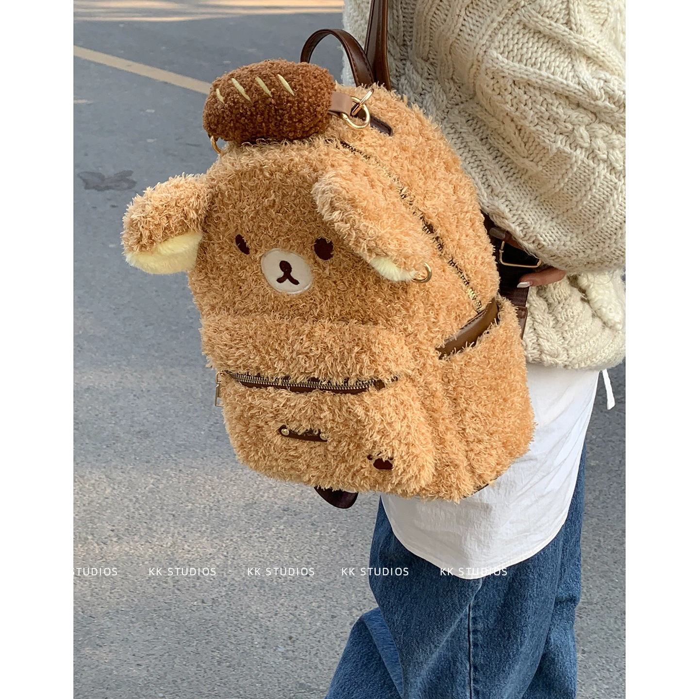 Ёмкий в холод bag, милый рюкзак, корейский стиль, с маленькими медвежатами