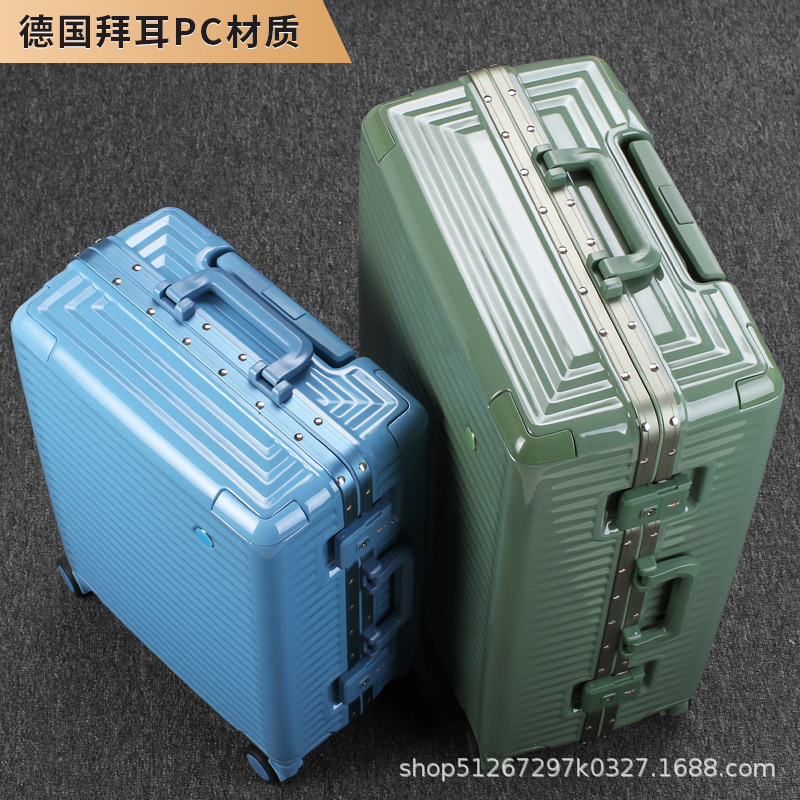Luggage Case Women's 24-inch Trolley Case Men's Ins Internet Popular New Fashionable 20 Aluminum Frame Universal Wheel Travel Code Leather Case